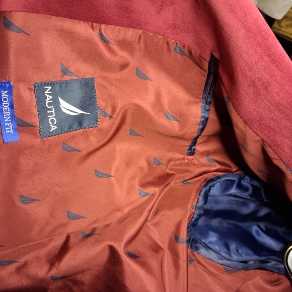 Nautical Men's Red Velvet Blazer Suit Jacket - Picture 7 of 10